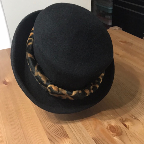 Wool Black Leopard Print Hat early 90’s - Picture 3 of 8